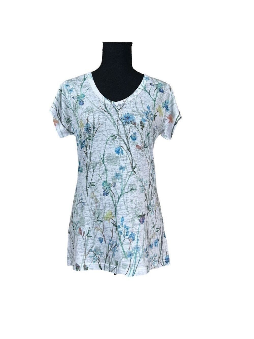 Keren Hart Floral Sequined Fairycore Sheer Short Sleeve Top Size S